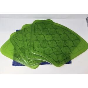 Vintage Retro 1960s Mid Century Modern Green Vinyl Shell Placemats Set of 4